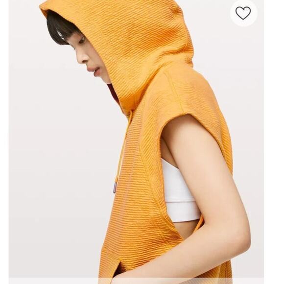 lululemon Womens Easy Going Hoodie Sleeveless Gold Hooded Size 10 Relaxed Fit - Picture 1 of 12